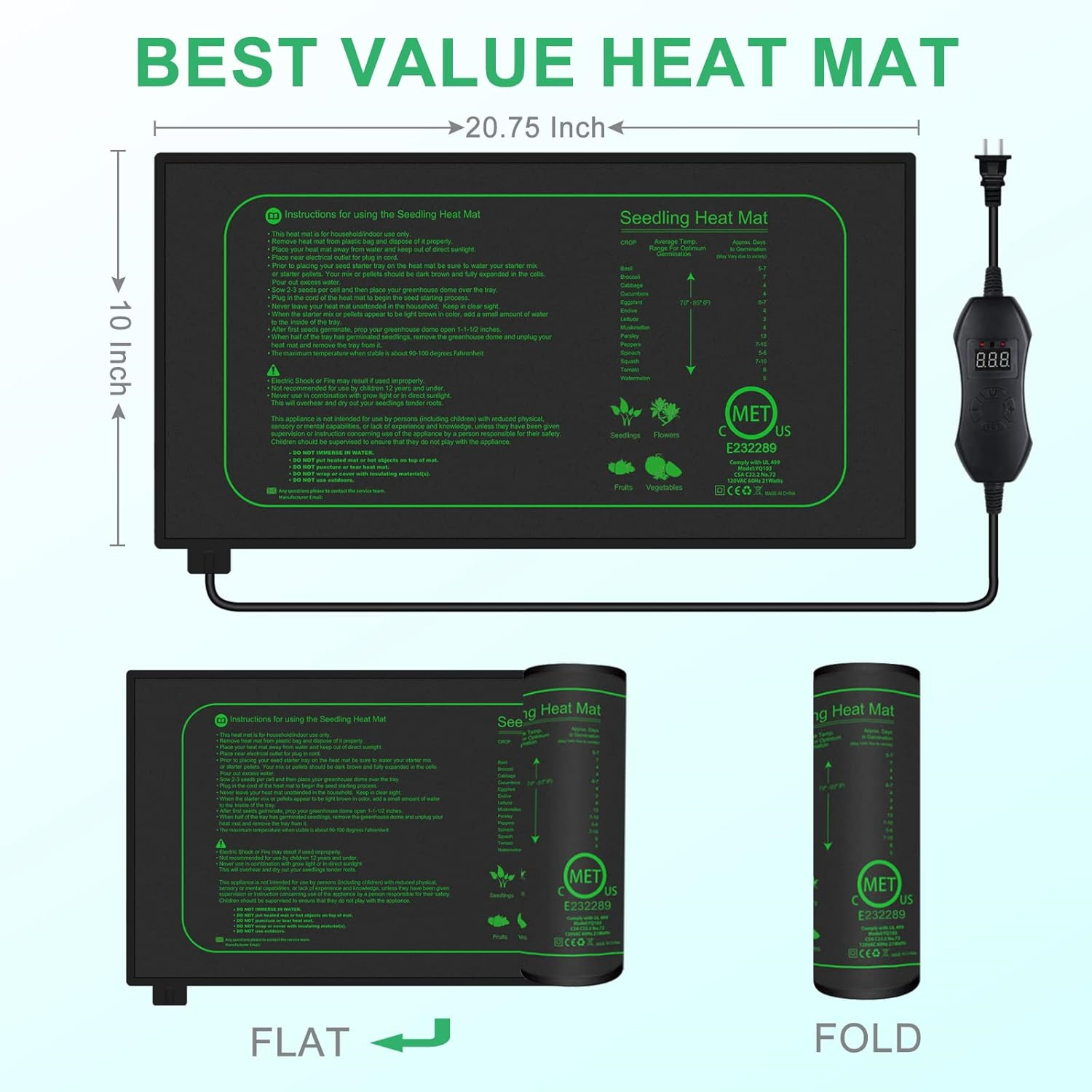 디지털 온도 조절기가 있는 묘목 열 매트, 실내 식물  - Heat Mat Seedling 리뷰 및 가격